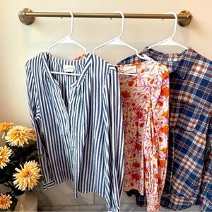 Closet Clean-Out - 3 Universal Thread Tops Sz M: Striped, Floral, and Plaid​​​​